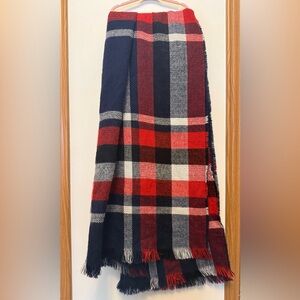 ❤️🧣 Cozy Oversized Plaid Blanket Scarf – Red, Navy & White | One Size❤️
